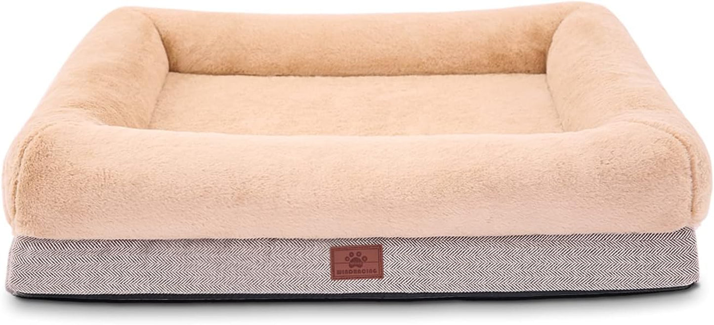 Orthopedic Dog Bed for Large & Medium Dogs, Waterproof Liner, Removable Washable Cover, Suitable for Crates & Couches